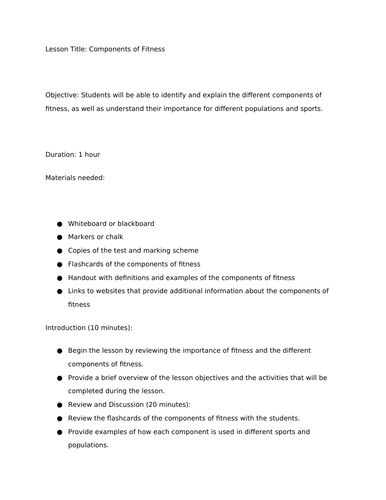 Components of fitness GCSE PE