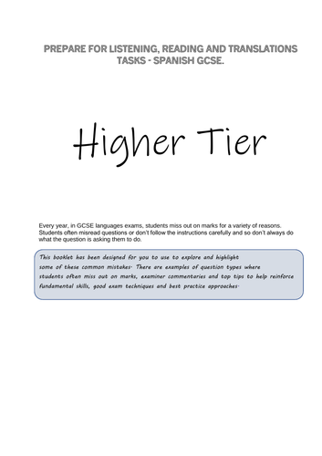 Exam questions practice for AQA GCSE Spanish