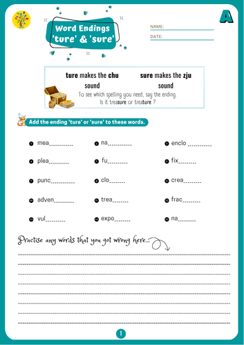 Word Endings for Ages 10-11