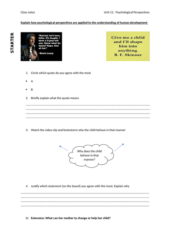 Introduction to Psychological Perspectives to Health and Social Care