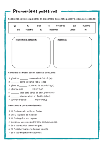 Posesivos en español