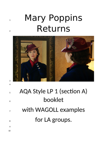 AQA style LP1 LA workbook Mary Poppins Returns