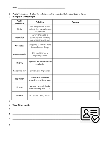 Unseen poetry worksheet on 'Mirror' by Plath