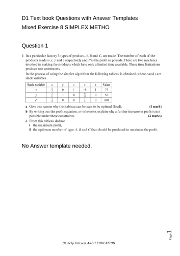 SIMPLEX METHOD Text book questions