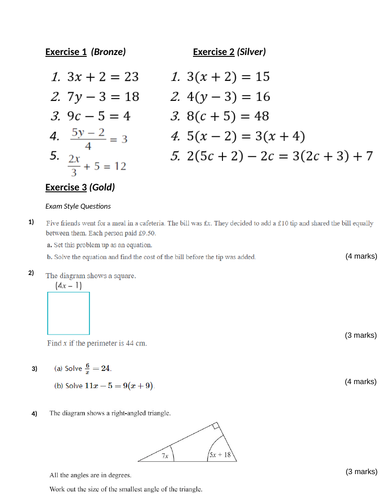 Solving Equations GCSE