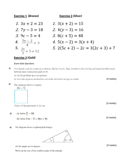 Solving Equations GCSE | Teaching Resources