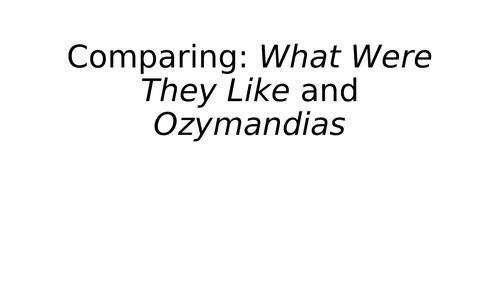 What Were They Like - Denise Levertov: Lesson