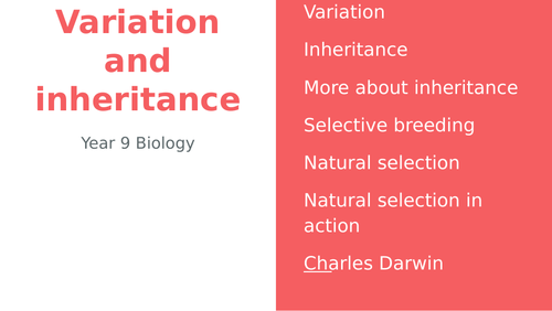 Variation, artificial and natural selection