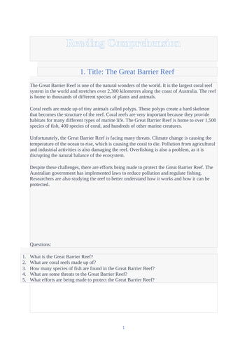 READING COMPREHENSION