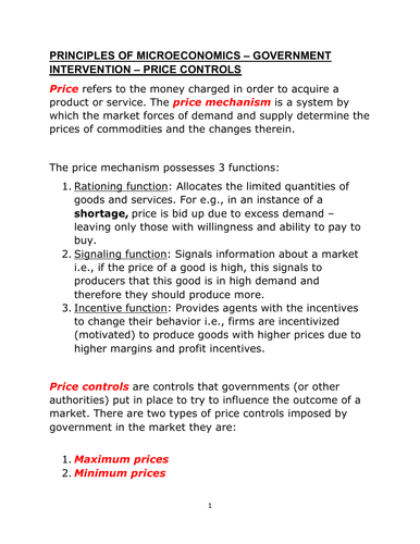 11. Price Controls
