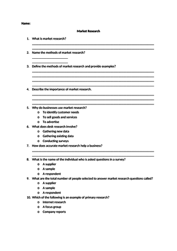 Market Research Quiz