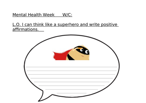 EYFS Supertato Writing - Affirmations & Mental Health