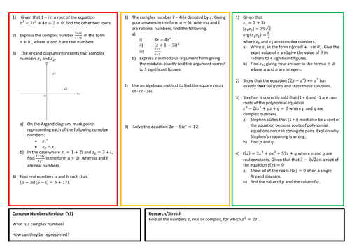 Complex Numbers Y1 Revision/Exam Questions
