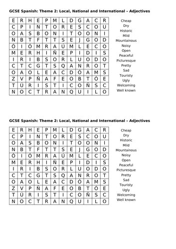 GCSE Spanish word searches Modules 5-8