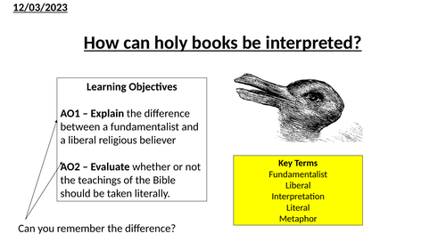 Bible Interpretations (Fundamentalist vs Liberal)