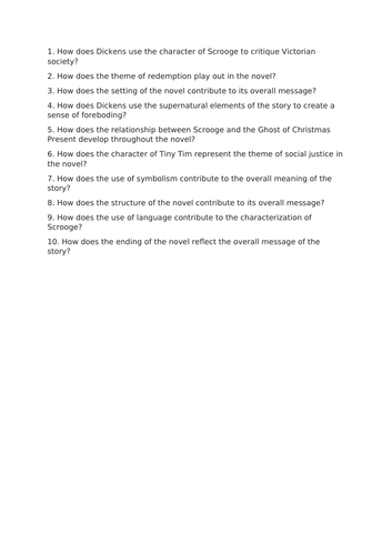 Christmas Carol GCSE English Questions