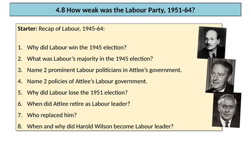 OCR A-Level History Y113: 4.8 How weak was Labour, 1951-64?