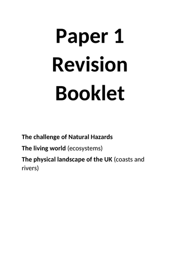 AQA GEOG GCSE PAPER 1 REVISION BOOKLET