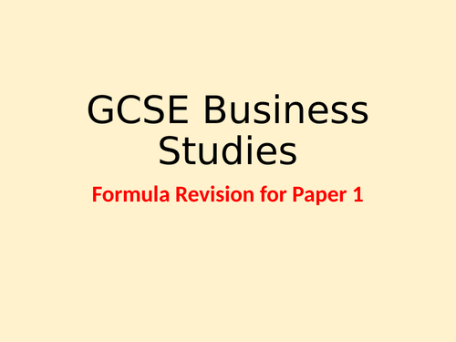 Edexcel GCSE Business Paper 1 1.3 Calculation Practice