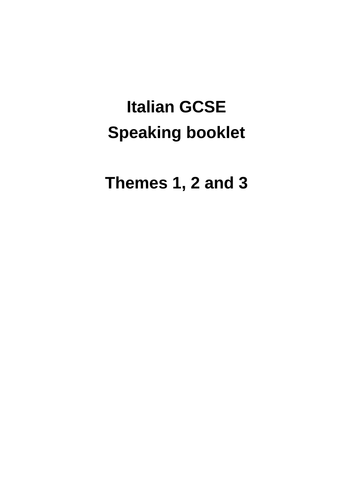 Italian GCSE General conversation questions