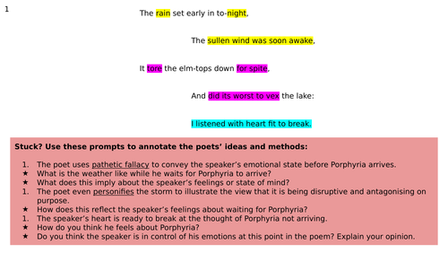 Porphyria's Lover lesson