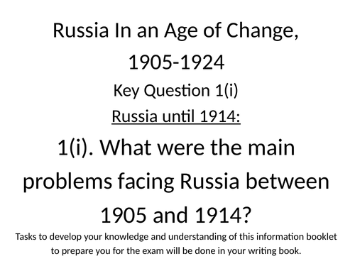 WJEC GCSE Russia in Transition 1905-1924 EDUQAS (1905 Revolution)