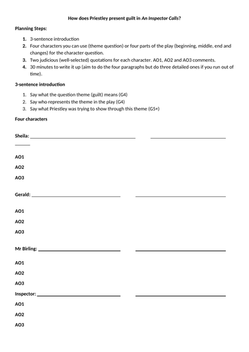 An Inspector Calls Planning Steps