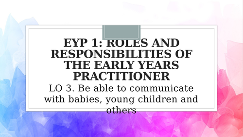 Level 2 Dip EYP. Unit EYP 1