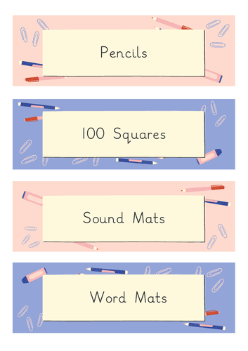 Resource Tray Labels