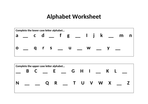 Complete the Alphabet: Lower and upper case | Teaching Resources