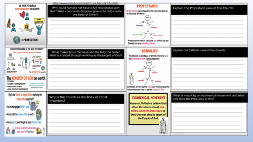 Edexcel RC GCSE Church as the Body of Christ Work and answer sheet