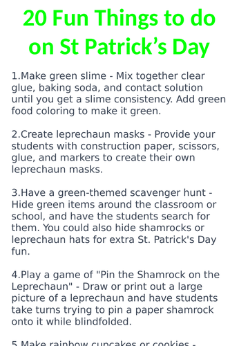 20 Amazing St Patrick's Day 2024 Practical Lesson Ideas for your Classroom and Children Fun Activity