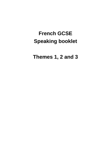 French GCSE General conversation questions