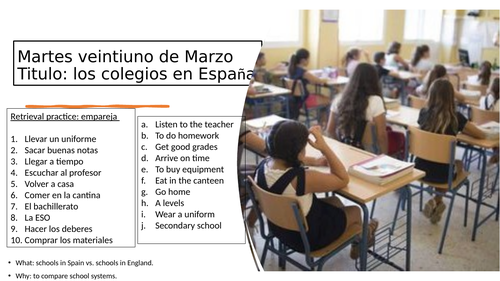 Los colegios en Espana y en Inglaterra /schools in Spain and England
