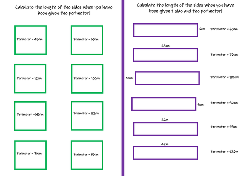 Area and Perimeter Worksheets