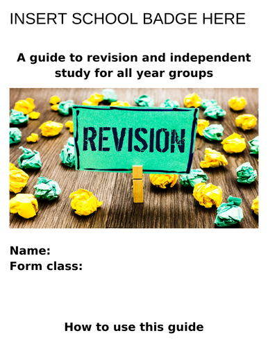 REVISION SKILLS BOOKLET - CAN BE USED FOR ALL AGES