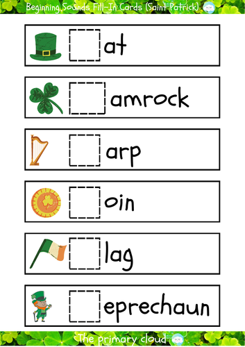 Beginning Sounds Fill-In Cards – Saint Patrick's Day Edition