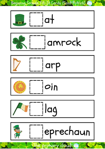 Beginning Sounds Fill-In Cards (Saint Patrick)