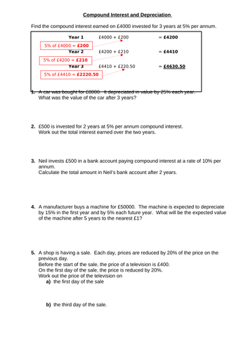 Compound Interest Worksheet