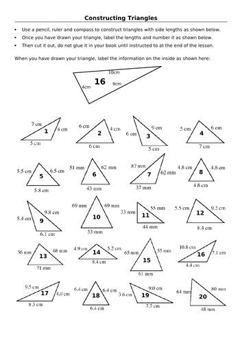 Constructing Triangles Worksheet