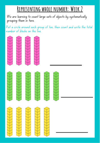 Grouping by 10 differentiated worksheet