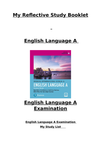 English Language A Mock Reflective Booklet