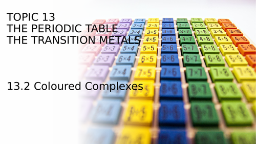 IB Chemistry - Topic 13 - 13.2 Coloured Complexes