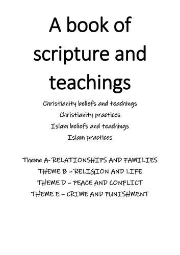 Scripture booklet - AQA RE-  Christianity, Islam, theme ABDE