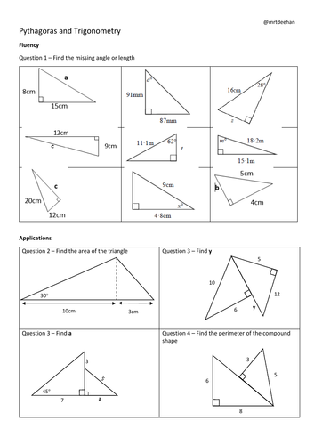 Pythagoras and Trig Interleaved Worksheet