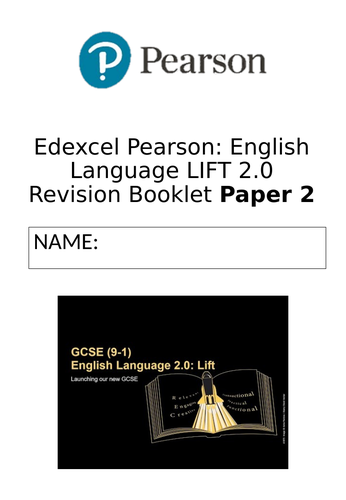 PEARSON EDEXCEL LIFT 2.0 English Language Paper 2 Revision Booklet