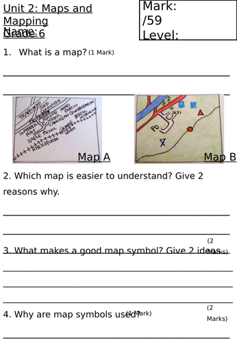Maps and Mapping Exam KS3
