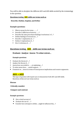 How to decipher Psychology questions | Teaching Resources
