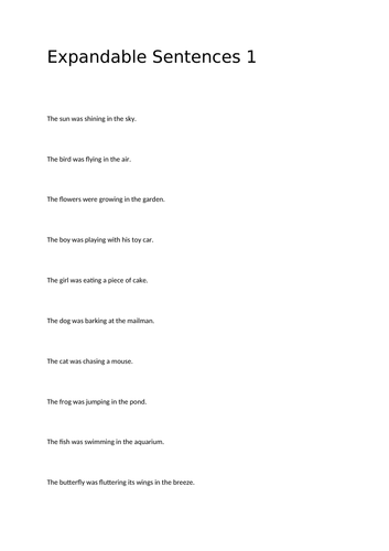 Expandable Sentences Literacy