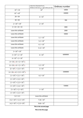 Intro to Standard Form (Fill in the gap)